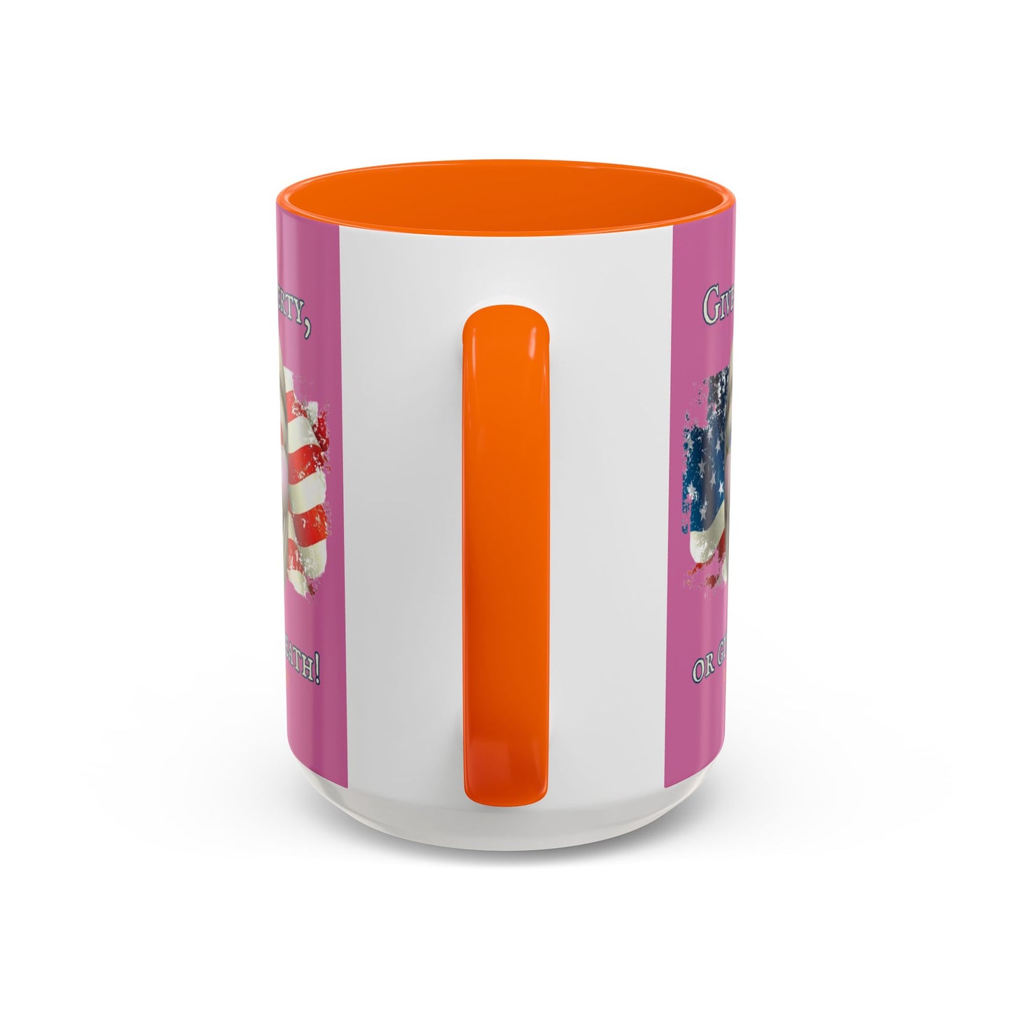 Vendetta, "Give me liberty, or give me death!" Pink Accent Mug by theGreenDragonTavern.shop