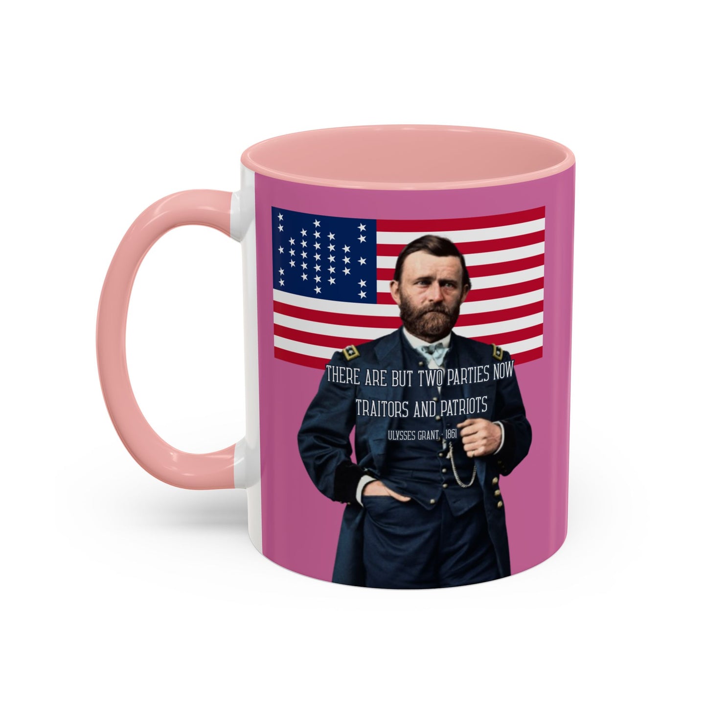 "Traitors and Patriots" Ulysses Grant Pink Accent Mug by theGreenDragonTavern.shop