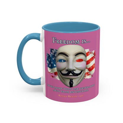 Ronald Reagan Freedom Vendetta Pink Accent Mug by theGreenDragonTavern.shop
