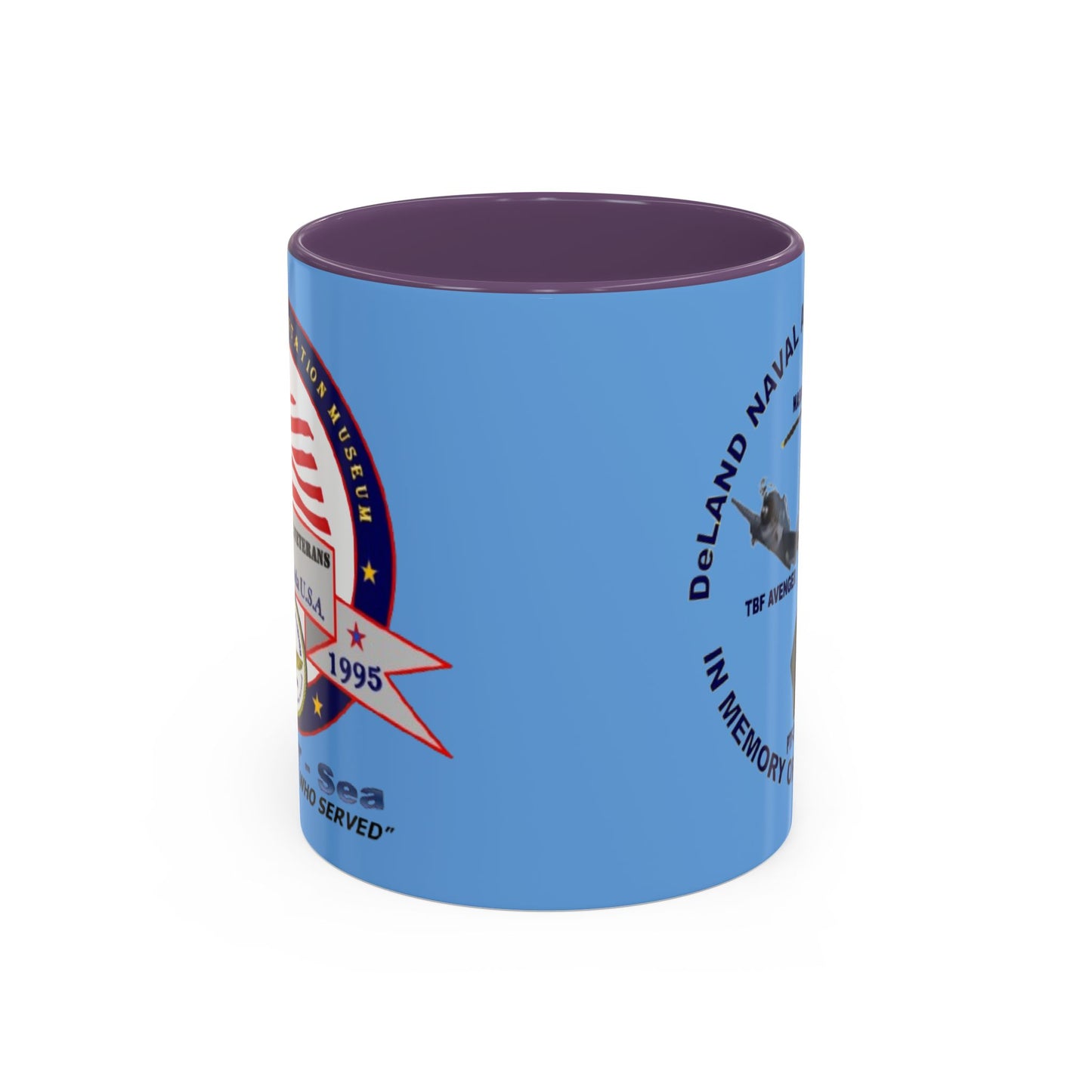 DNASM 2-sided, Founding & Student Art Light Blue Accent Mug by theGreenDragonTavern.shop