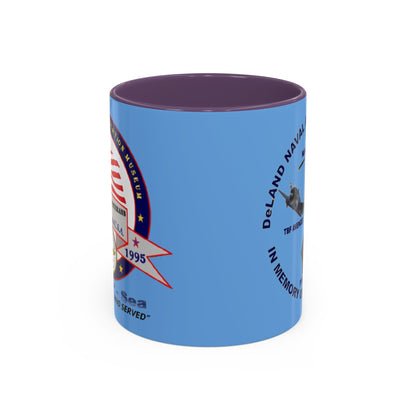 DNASM 2-sided, Founding & Student Art Light Blue Accent Mug by theGreenDragonTavern.shop