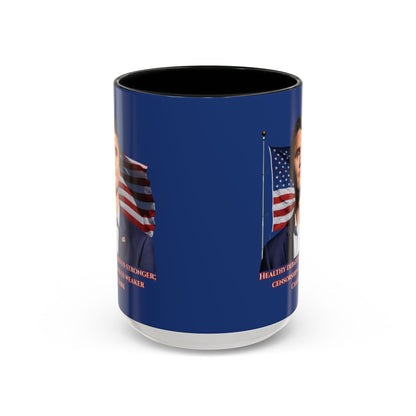 Charlie Kirk, Healthy Debate Blue Accent Mug by theGreenDragonTavern.shop
