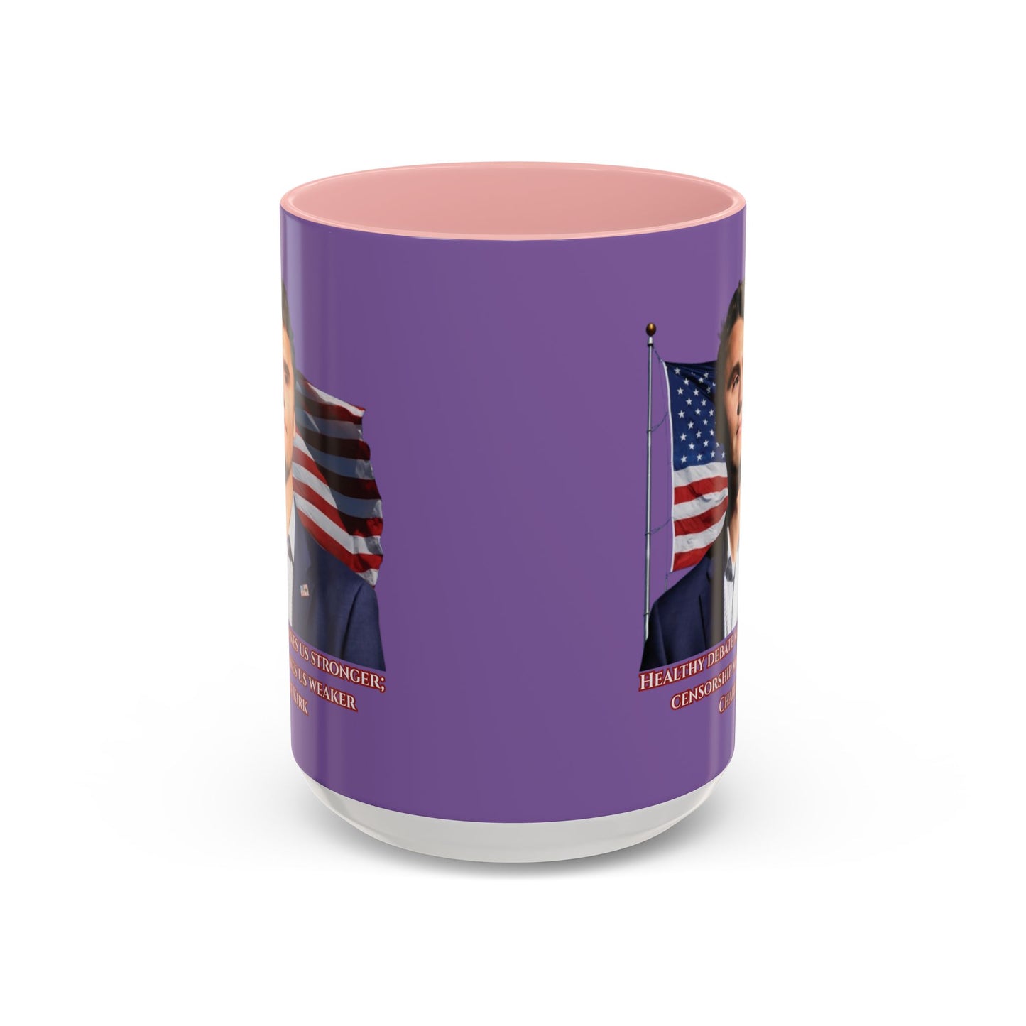 Charlie Kirk, Healthy Debate Light Purple Accent Mug by theGreenDragonTavern.shop