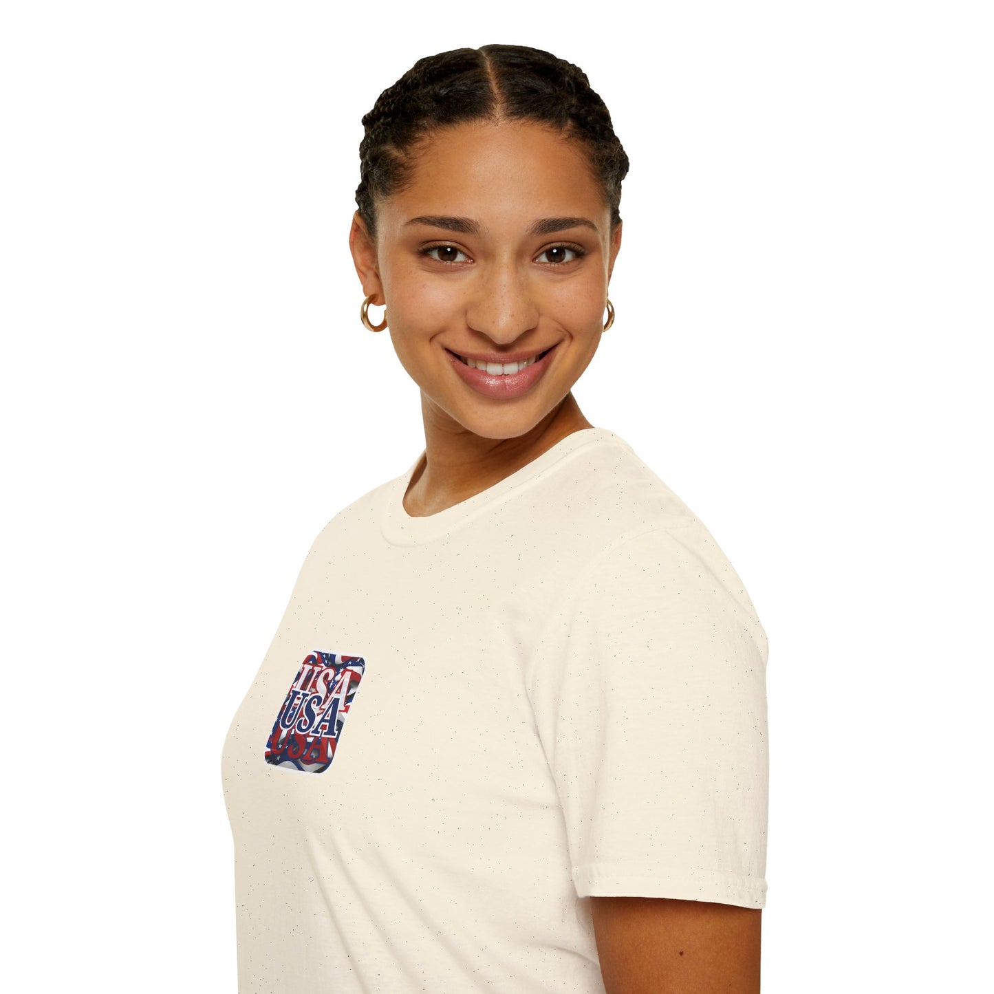 2-sided, Red White and BLUE USA Patriot Light colors Unisex T-Shirt by theGreenDragonTavern.shop