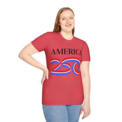 America 250 Black font, Light colors, Unisex T-Shirt by theGreenDragonTavern.shop