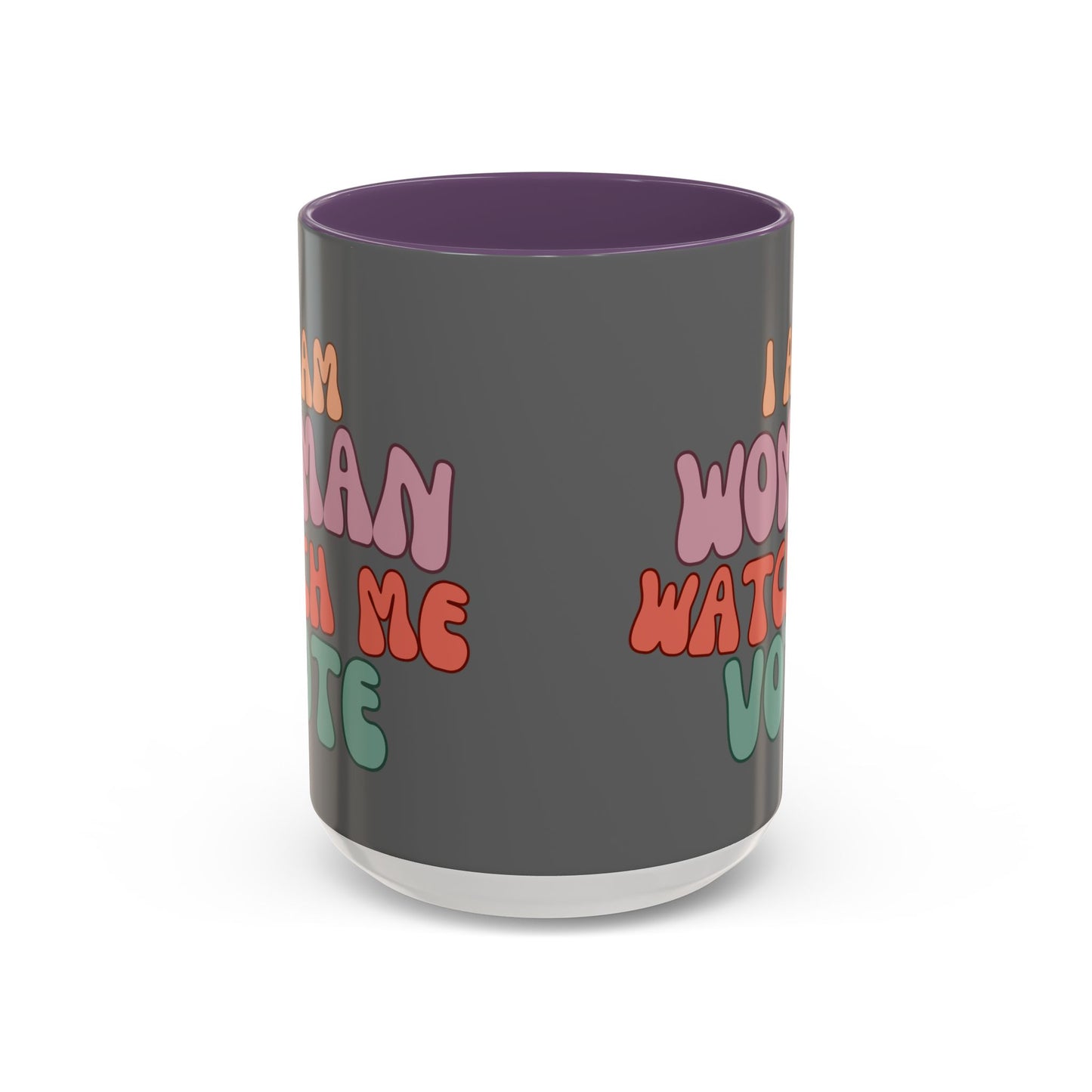 I Am Woman Watch Me Vote Grey Accent Mug by theGreenDragonTavern.shop