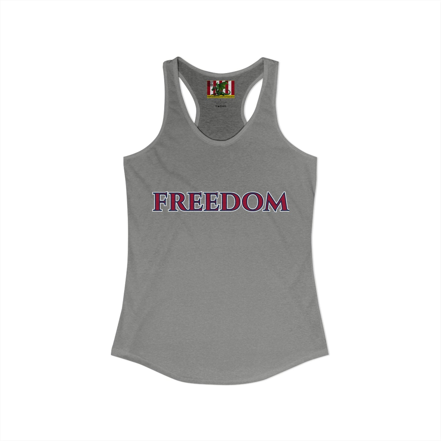 Freedom, Red font Woman's Racerback Tank Top by theGreenDragonTavern.shop