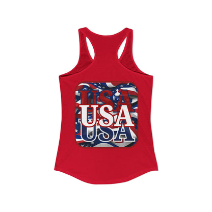 2-sided, Red WHITE and Blue USA Patriot Women's Racerback Tank Top by theGreenDragonTavern.shop