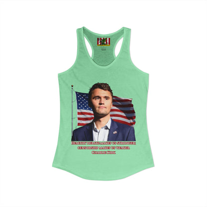 Charlie Kirk, Healthy Debate Women's Racerback Tank Top by theGreenDragonTavern.shop