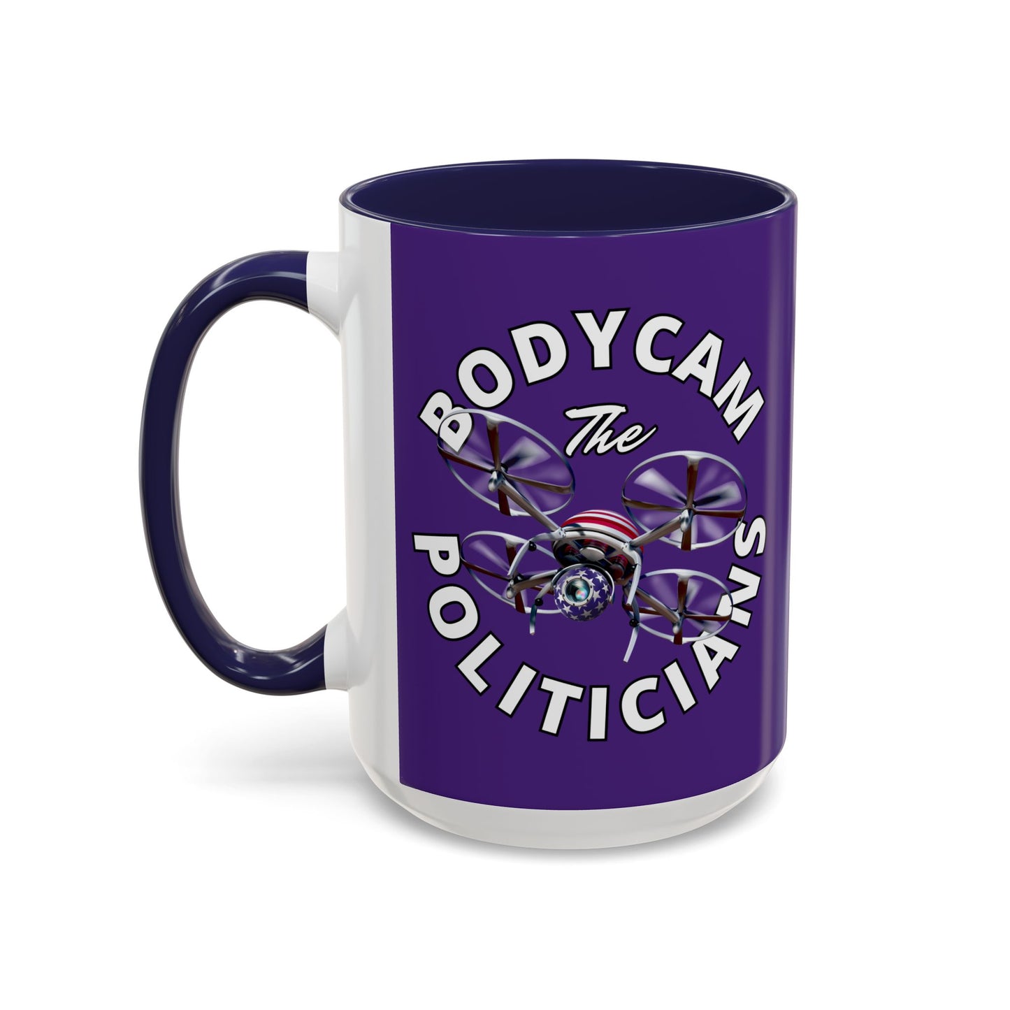 Bodycam the Politicians Drone Dark Purple Accent Mug by theGreenDragonTavern.shop