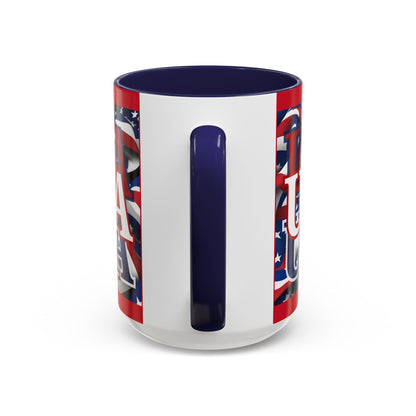 USA White font Center Patriot Red Accent Mug by theGreenDragonTavern.shop