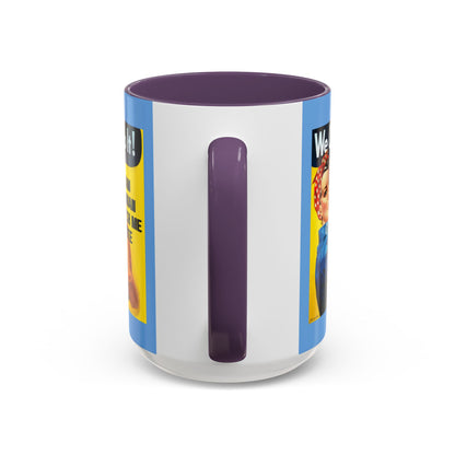 I Am Woman Watch Me Vote Rosie Light Blue Accent Mug by theGreenDragonTavern.shop