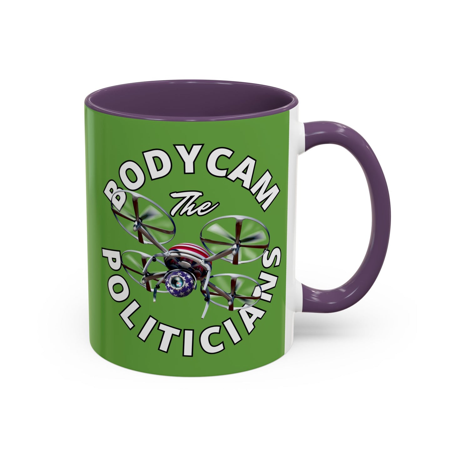 Bodycam the Politicians Drone Green Accent Mug by theGreenDragonTavern.shop