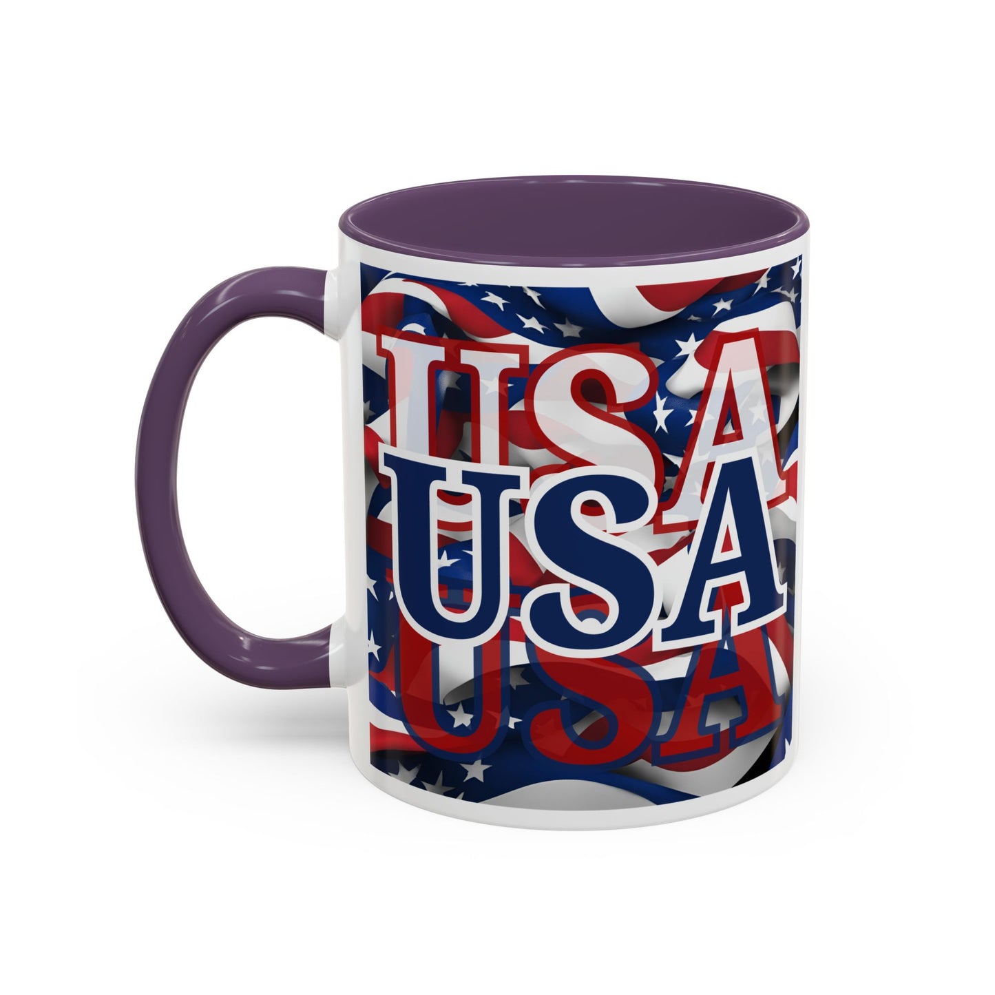 USA Blue font Center Patriot White Accent Mug by theGreenDragonTavern.shop