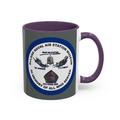 DNASM 2-sided, Founding & Student Art w/Navy Ring Grey Accent Mug by theGreenDragonTavern.shop