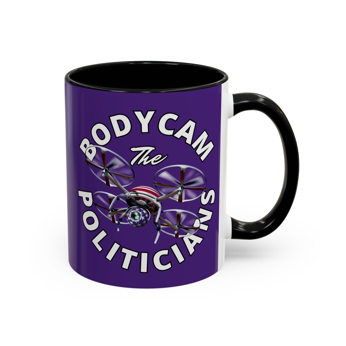 Bodycam the Politicians Drone Dark Purple Accent Mug by theGreenDragonTavern.shop