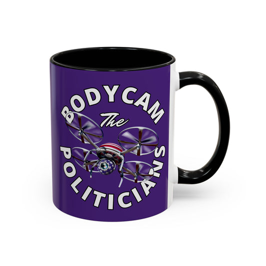 Bodycam the Politicians Drone Dark Purple Accent Mug by theGreenDragonTavern.shop