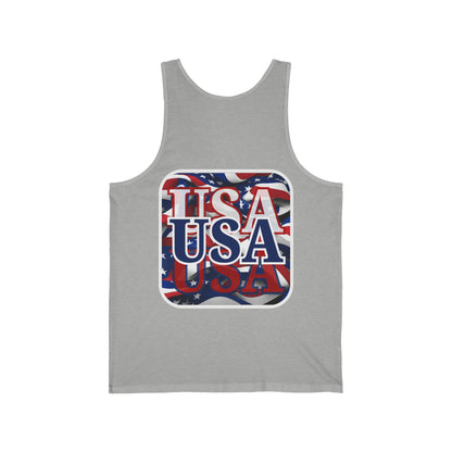 2-sided, Red White and BLUE USA Patriot Unisex Jersey Tank Top by theGreenDragonTavern.shop