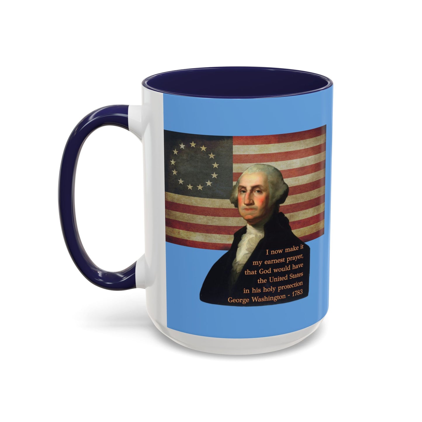 Washington's Earnest Prayer Light Blue Accent Mug by theGreenDragonTavern.shop