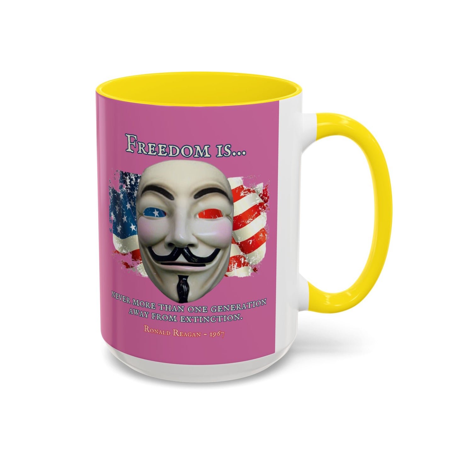 Ronald Reagan Freedom Vendetta Pink Accent Mug by theGreenDragonTavern.shop