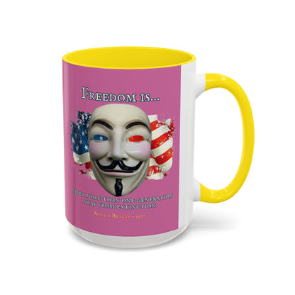 Ronald Reagan Freedom Vendetta Pink Accent Mug by theGreenDragonTavern.shop