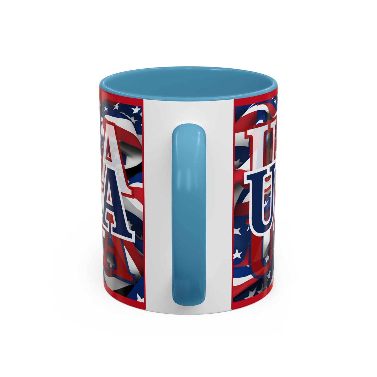 USA Blue font Center Patriot Red Accent Mug by theGreenDragonTavern.shop