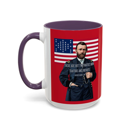 "Traitors and Patriots" Ulysses Grant Red Accent Mug by theGreenDragonTavern.shop