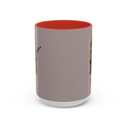 Hula Girl Packin' Heat Grey Accent Mug by theGreenDragonTavern.shop