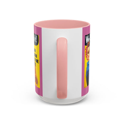 I Am Woman Watch Me Vote Rosie Pink Accent Mug by theGreenDragonTavern.shop