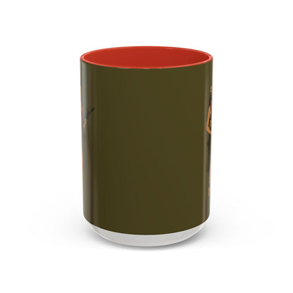Hula Girl Packin' Heat Dark Green Accent Mug by theGreenDragonTavern.shop
