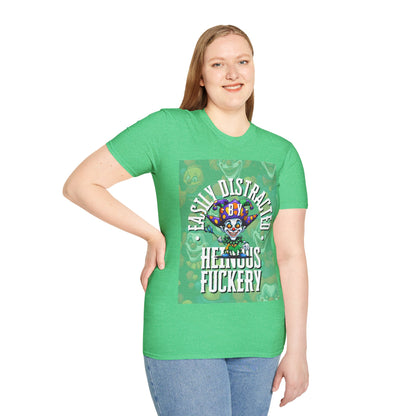 Easily Distracted by Heinous Fuckery Little Jincs Dark colors Unisex T-Shirt by theGreenDragonTavern.shop