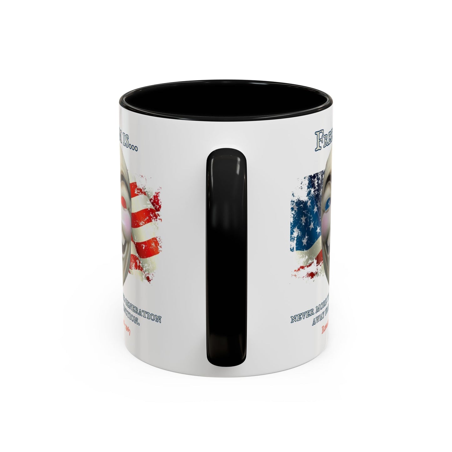 Ronald Reagan Freedom Vendetta White Accent Mug by theGreenDragonTavern.shop