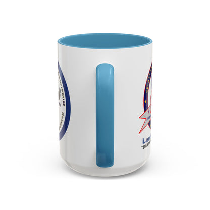 DNASM 2-sided, Founding & Student Art w/Navy Ring White Accent Mug by theGreenDragonTavern.shop