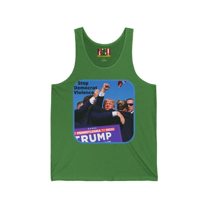 Stop Democrat Violence Unisex Jersey Tank Top by theGreenDragonTavern.shop