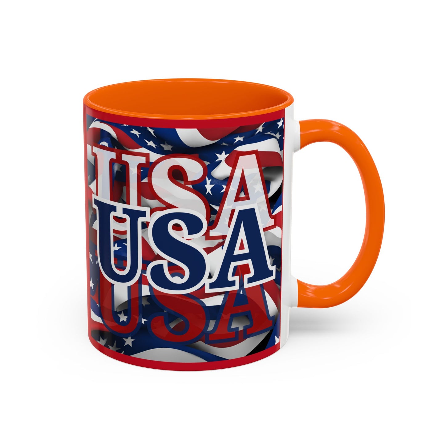 USA Blue font Center Patriot Red Accent Mug by theGreenDragonTavern.shop