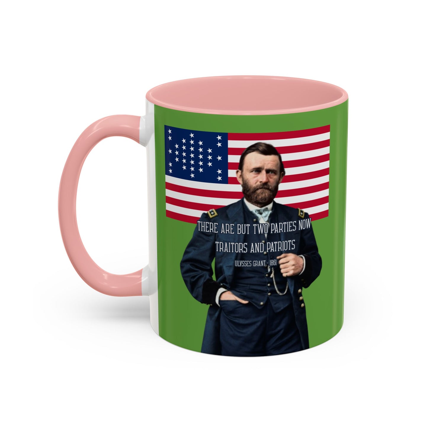"Traitors and Patriots" Ulysses Grant Green Accent Mug by theGreenDragonTavern.shop