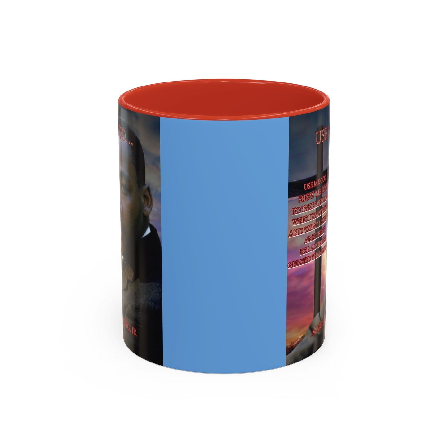 Use Me God, MLK Jr Blue Accent Mug by theGreenDragonTavern.shop