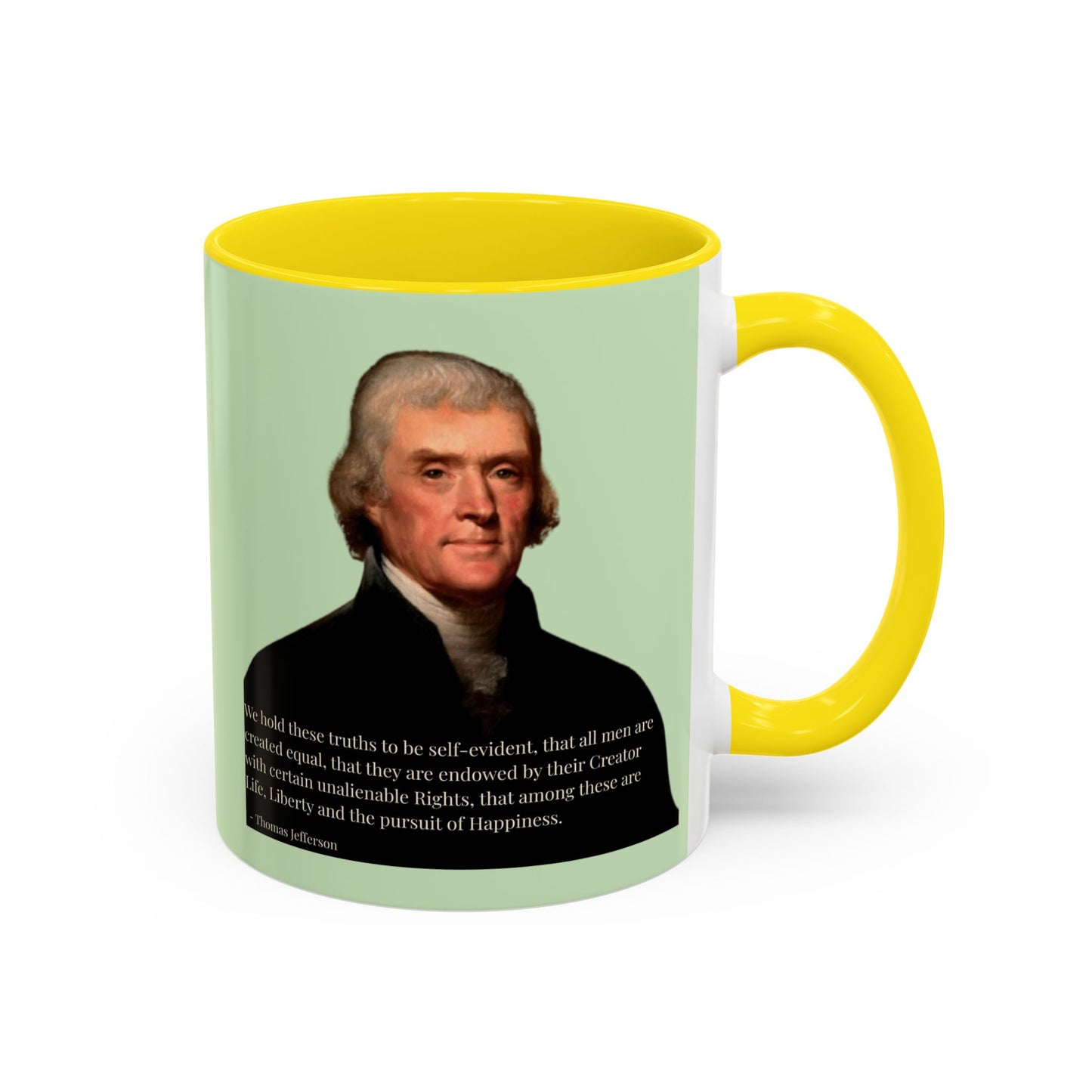 We hold these truths to be self-evident Light Green Accent Mug by theGreenDragonTavern.shop