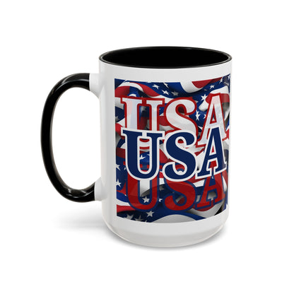 USA Blue font Center Patriot White Accent Mug by theGreenDragonTavern.shop