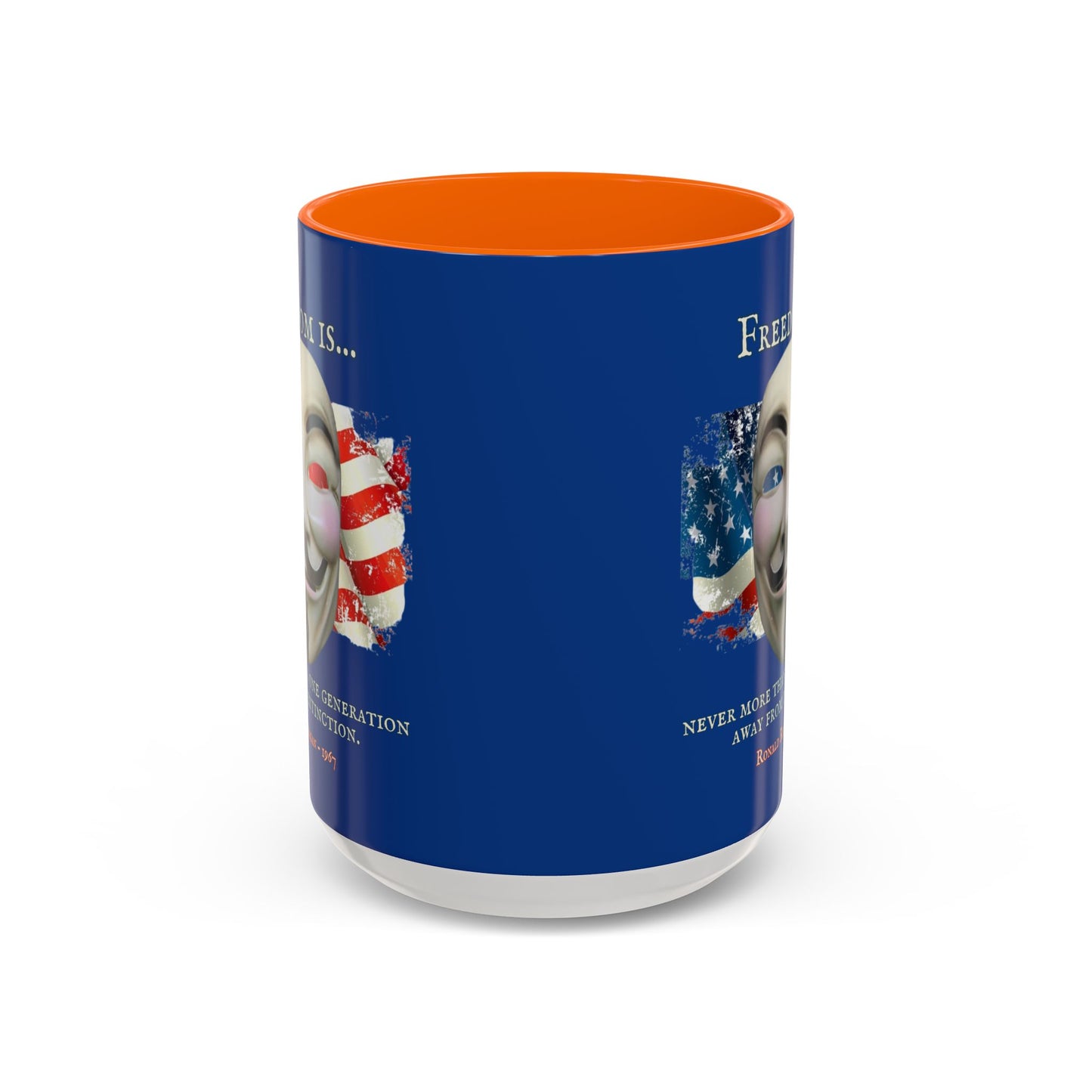 Ronald Reagan Freedom Vendetta Blue Accent Mug by theGreenDragonTavern.shop