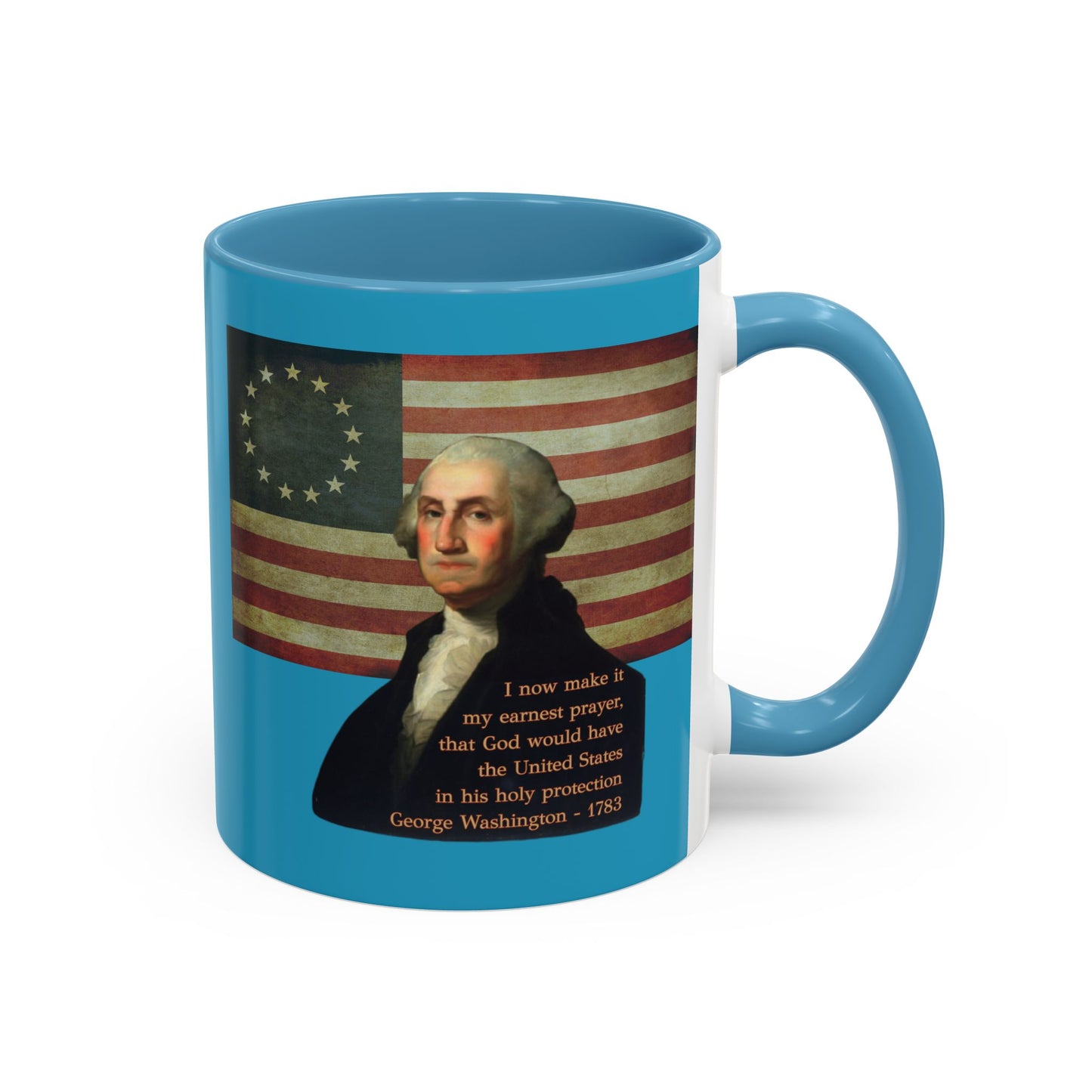 Washington's Earnest Prayer Turquoise Accent Mug by theGreenDragonTavern.shop