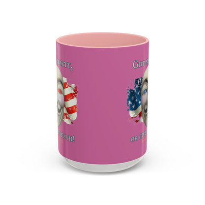 Vendetta, "Give me liberty, or give me death!" Pink Accent Mug by theGreenDragonTavern.shop
