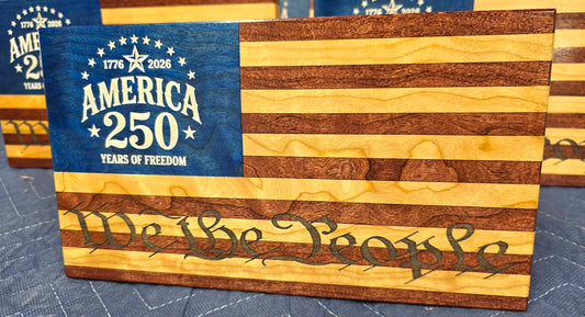 America's 250th Anniversary Handcrafted Wooden Desktop Flag – Made by U.S. Veterans