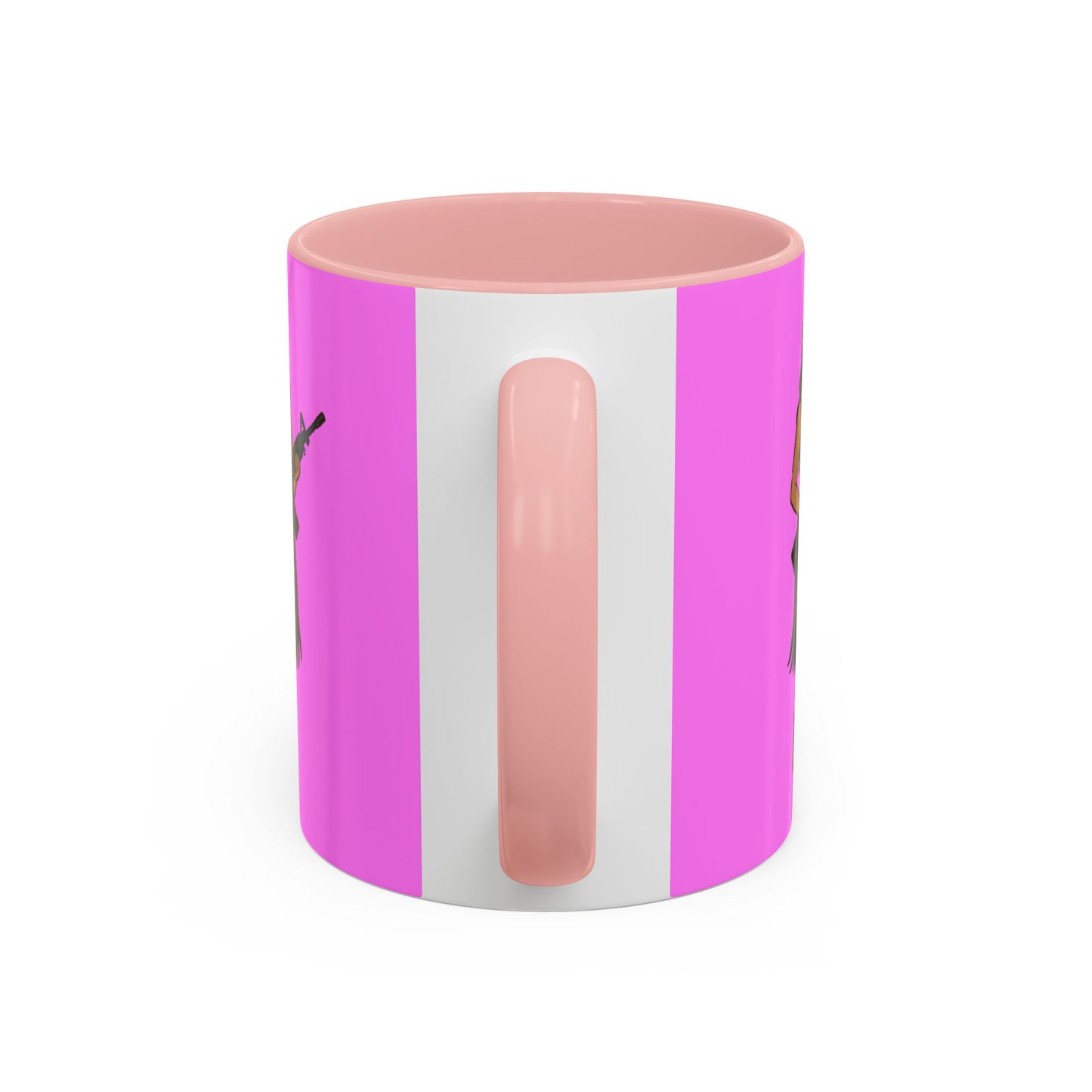 Hula Girl Packin' Heat Pink Accent Mug by theGreenDragonTavern.shop