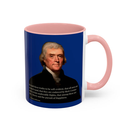 We hold these truths to be self-evident Dark Blue Accent Mug by theGreenDragonTavern.shop