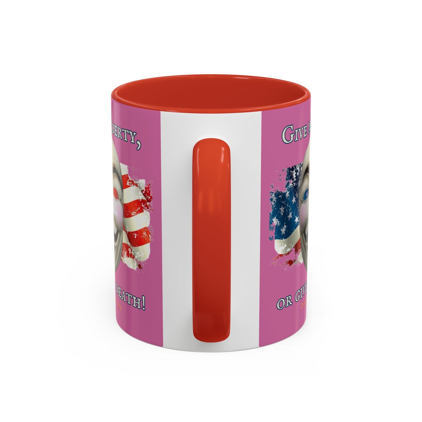 Vendetta, "Give me liberty, or give me death!" Pink Accent Mug by theGreenDragonTavern.shop