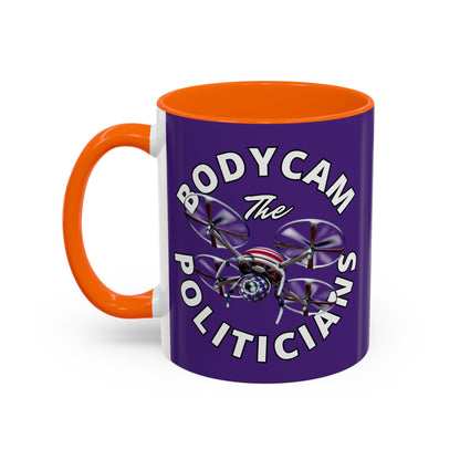 Bodycam the Politicians Drone Dark Purple Accent Mug by theGreenDragonTavern.shop