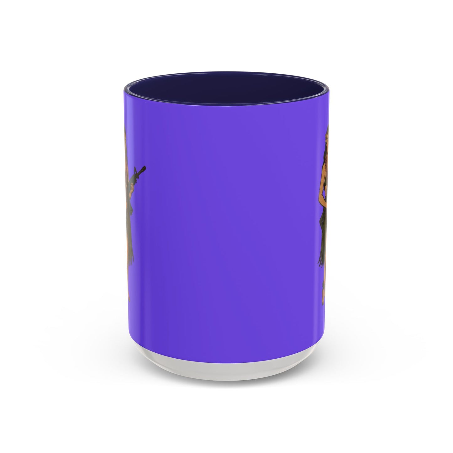 Hula Girl Packin' Heat Light Purple Accent Mug by theGreenDragonTavern.shop