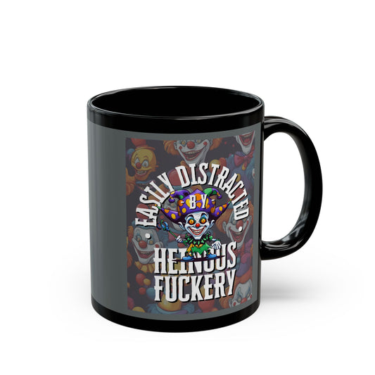 Easily Distracted by Heinous Fuckery Little Jincs Grey Mug by theGreenDragonTavern.shop
