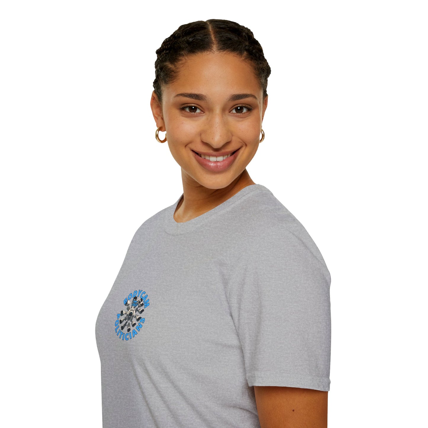 2-sided, Bodycam the Politicians Cameras Light colors Unisex T-Shirt by theGreenDragonTavern.shop